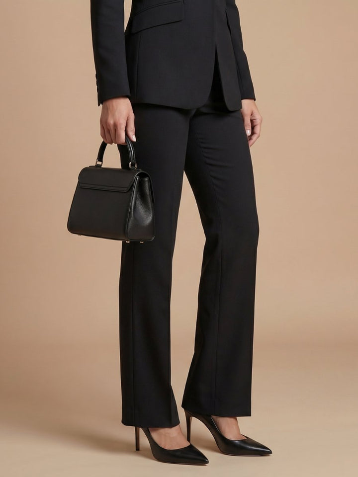 Women's Tailored Stand Collar Flared Trouser Formal Two-Piece Suit