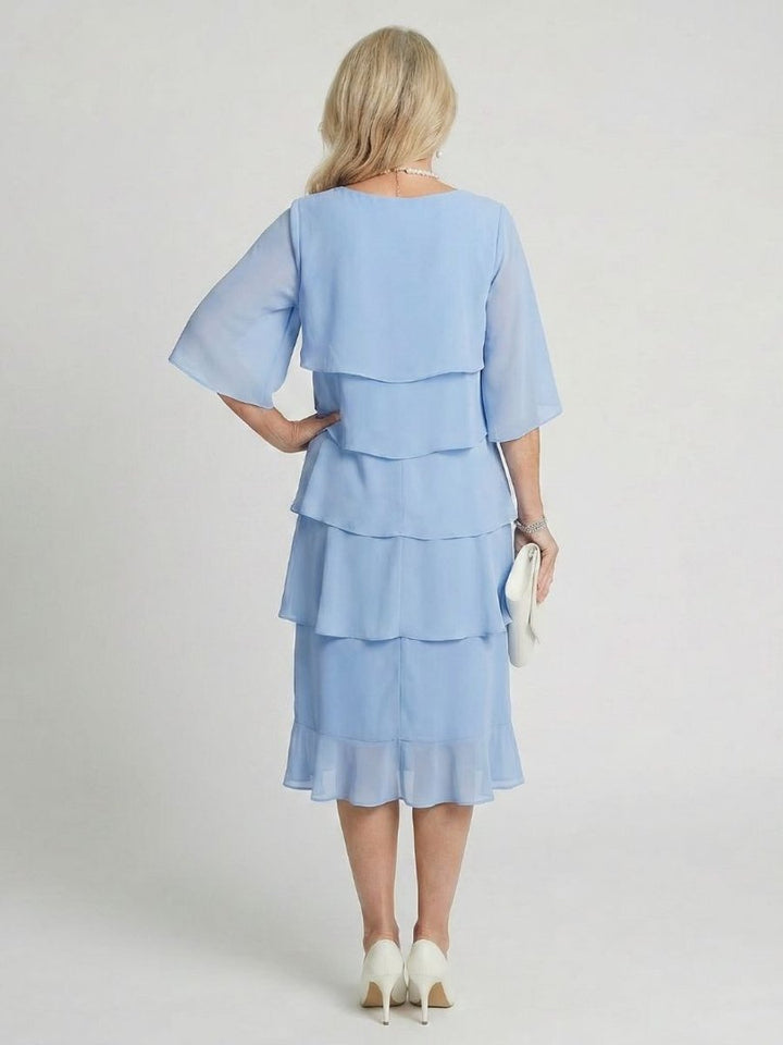 Women's Tiered Chiffon Midi Christmas Party Everyday Day Dress