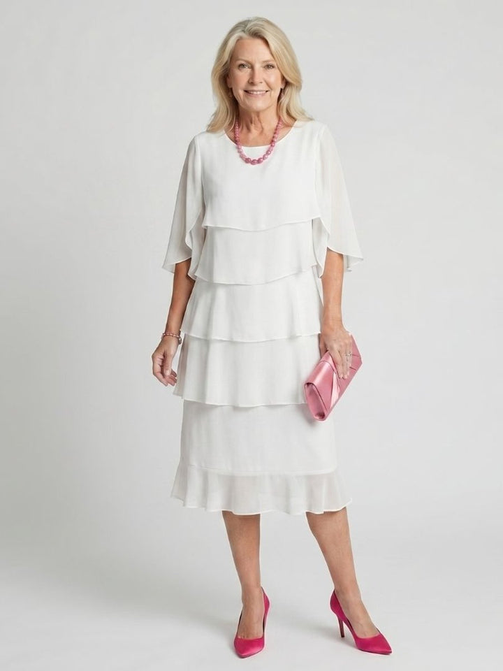 Women's Tiered Chiffon Midi Christmas Party Everyday Day Dress