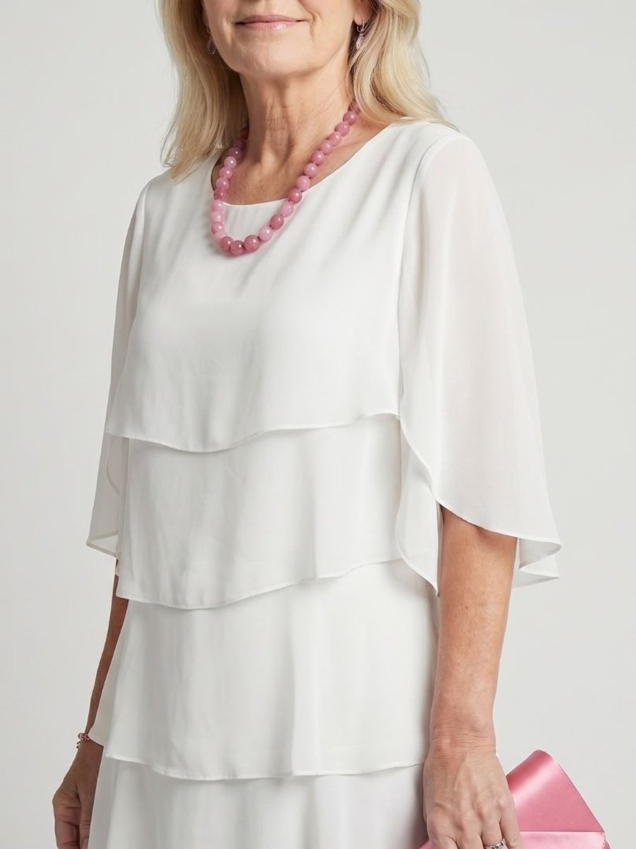 Women's Tiered Chiffon Midi Christmas Party Everyday Day Dress