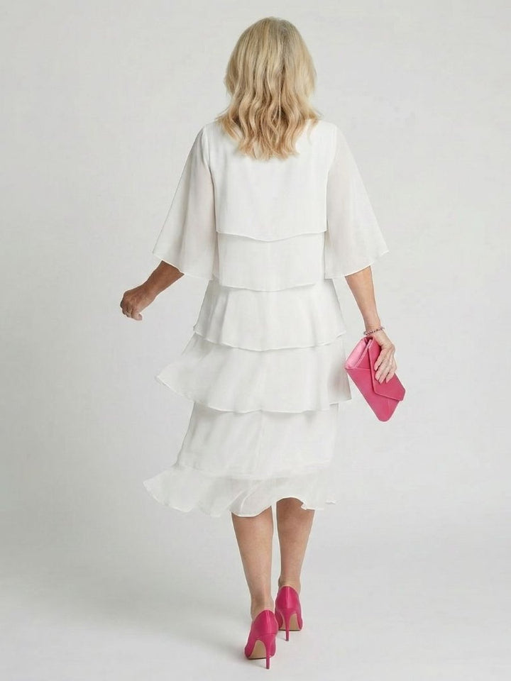 Women's Tiered Chiffon Midi Christmas Party Everyday Day Dress