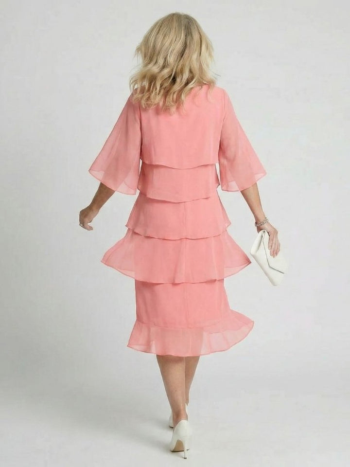 Women's Tiered Chiffon Midi Christmas Party Everyday Day Dress