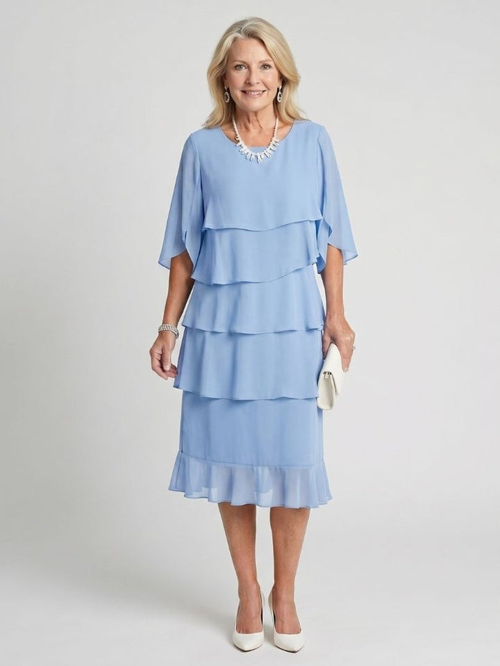 Women's Tiered Chiffon Midi Christmas Party Everyday Day Dress