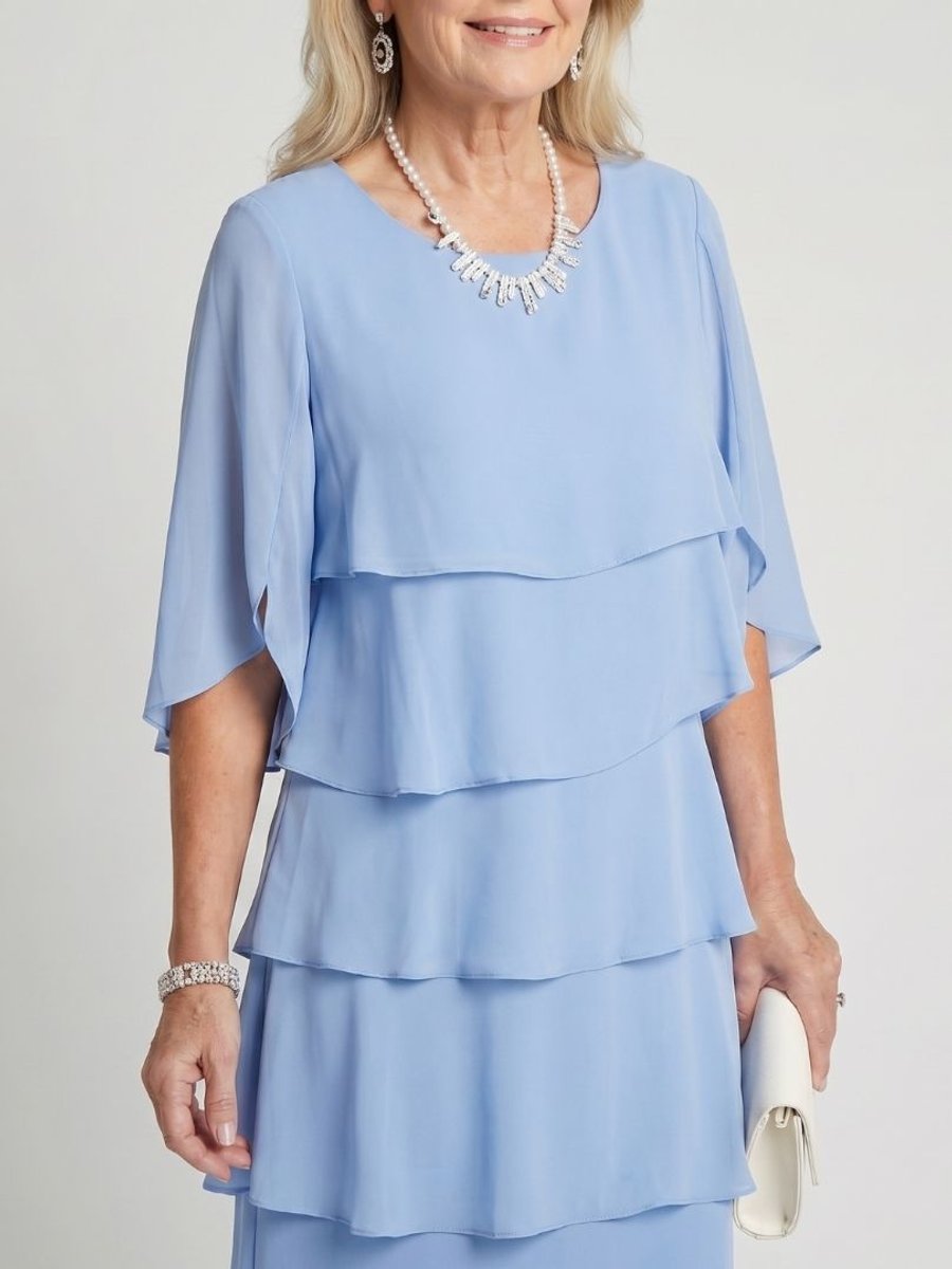 Women's Tiered Chiffon Midi Christmas Party Everyday Day Dress