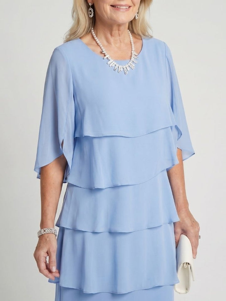 Women's Tiered Chiffon Midi Christmas Party Everyday Day Dress