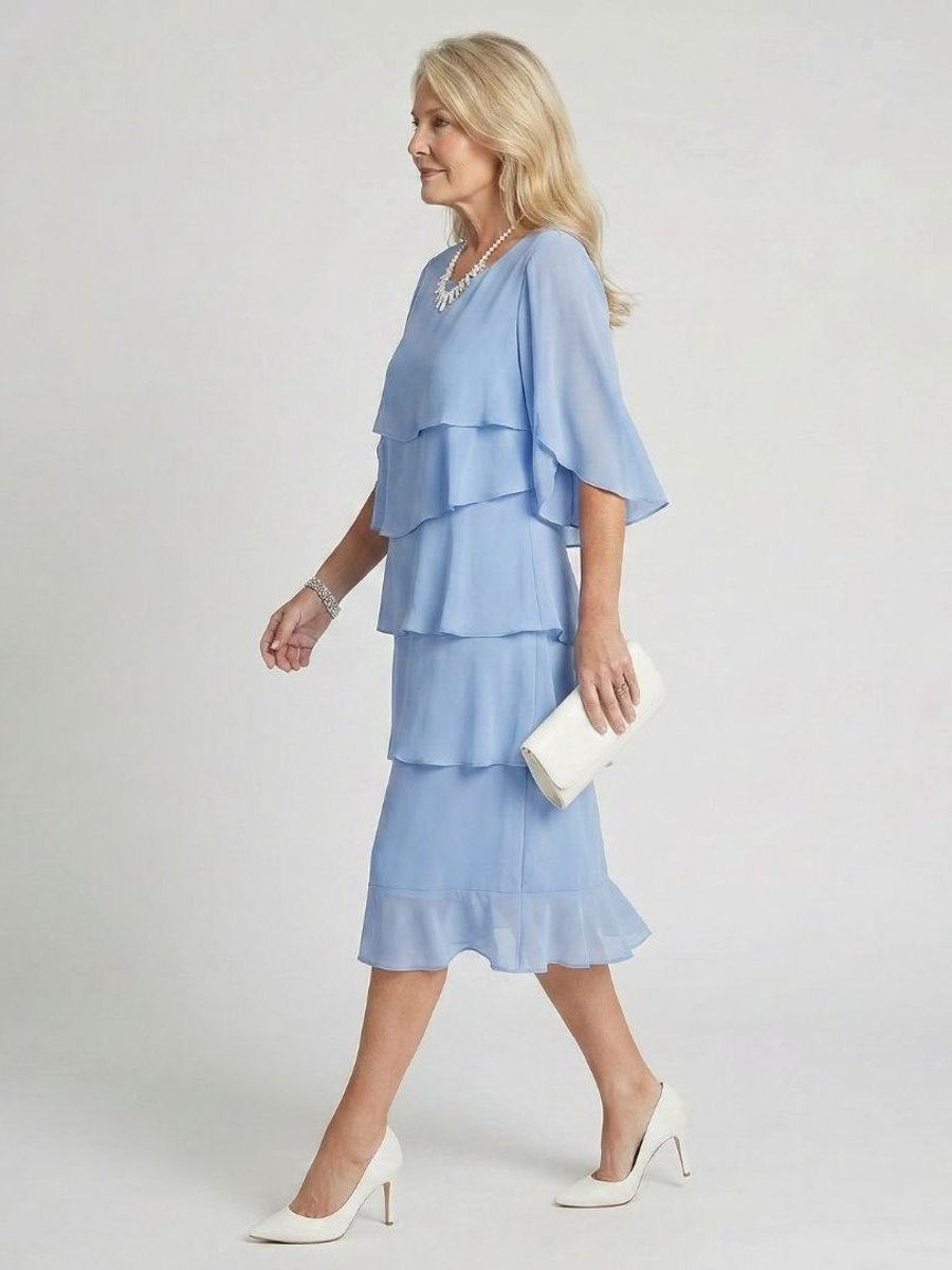 Women's Tiered Chiffon Midi Christmas Party Everyday Day Dress