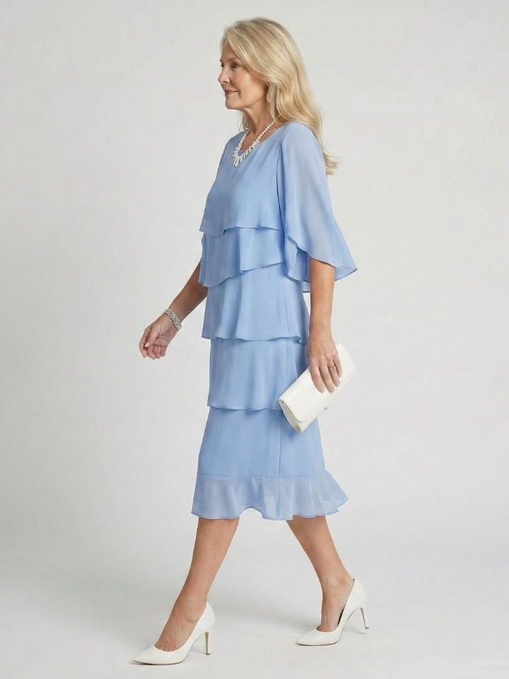 Women's Tiered Chiffon Midi Christmas Party Everyday Day Dress