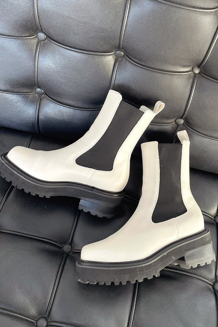Women's Two-Tone Chelsea Ankle Boots Chunky Sole