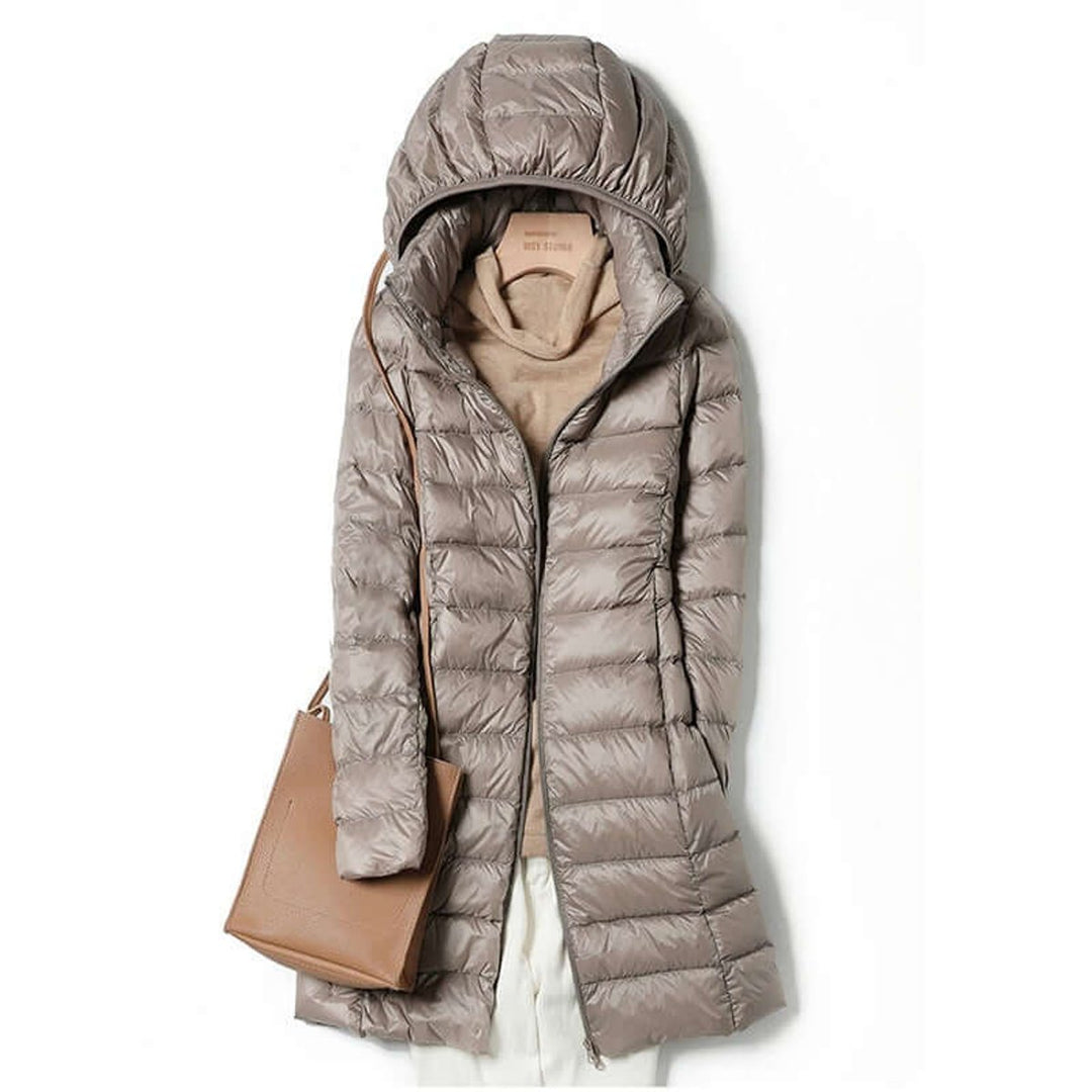 Women's Ultralight Hooded Ladies Puffer Jacket Long Quilted Coat