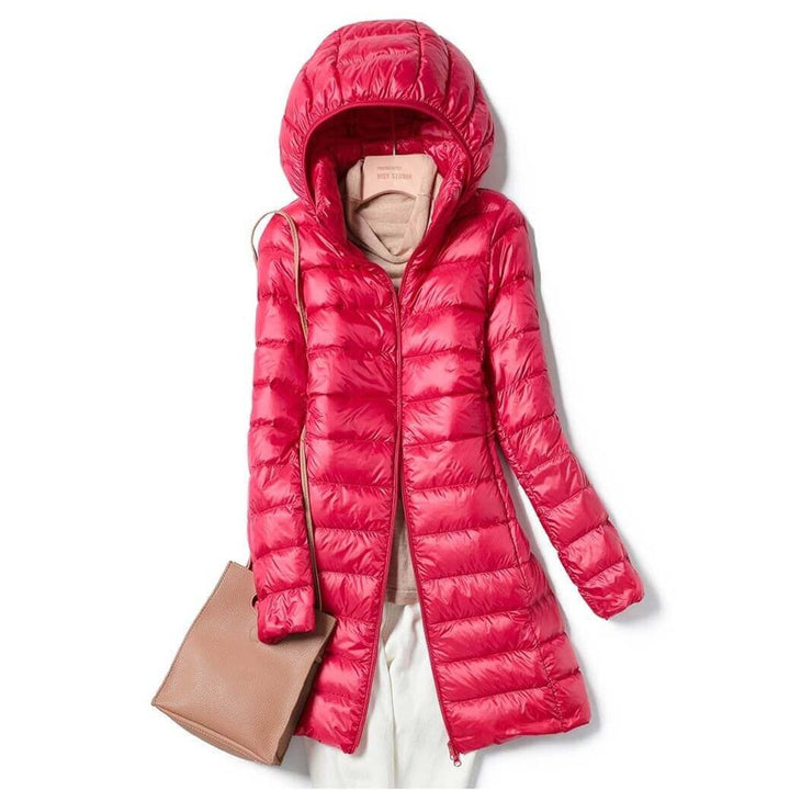 Women's Ultralight Hooded Ladies Puffer Jacket Long Quilted Coat