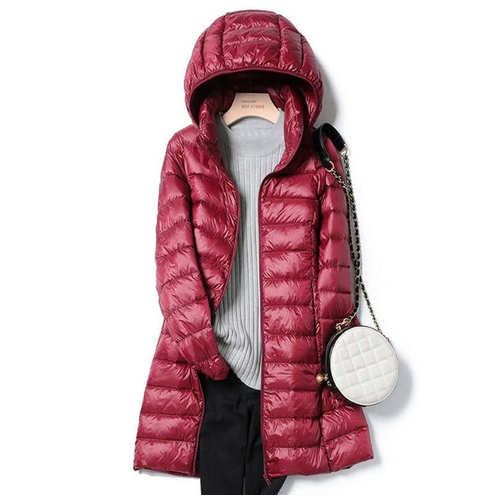 Women's Ultralight Hooded Ladies Puffer Jacket Long Quilted Coat