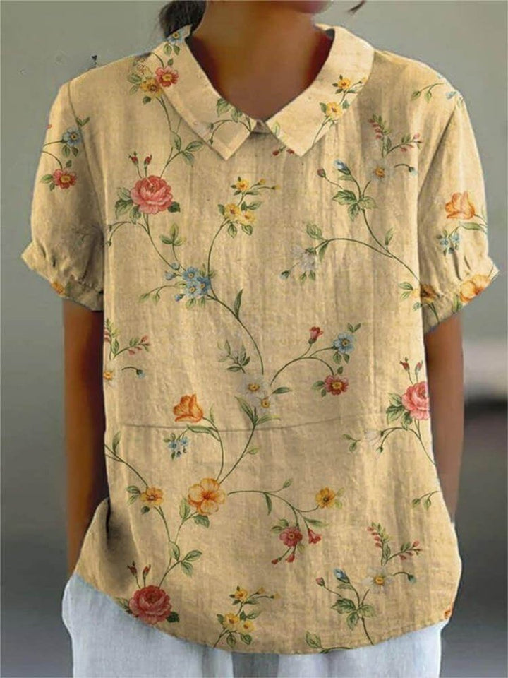 Women's Vintage Floral Blouse Relaxed Midi Shirt Dress
