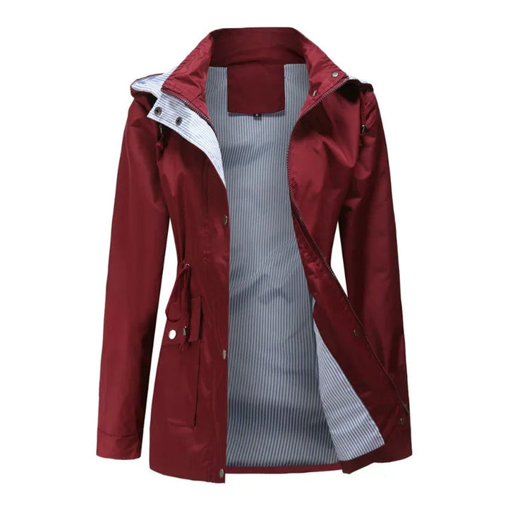 Women's Waterproof Hooded Drawstring Trench Coat
