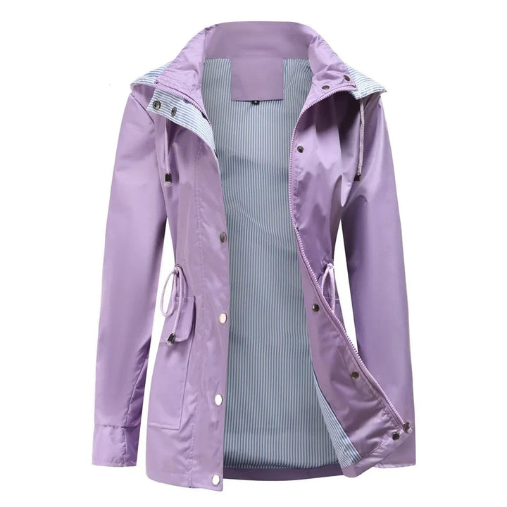 Women's Waterproof Hooded Drawstring Trench Coat