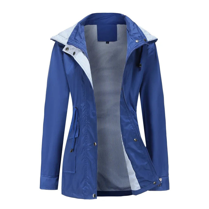 Women's Waterproof Hooded Drawstring Trench Coat