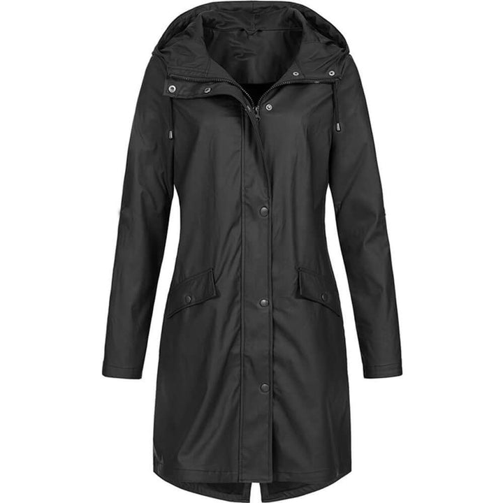 Women's Waterproof Hooded Trench Coat Zip-Up Raincoat
