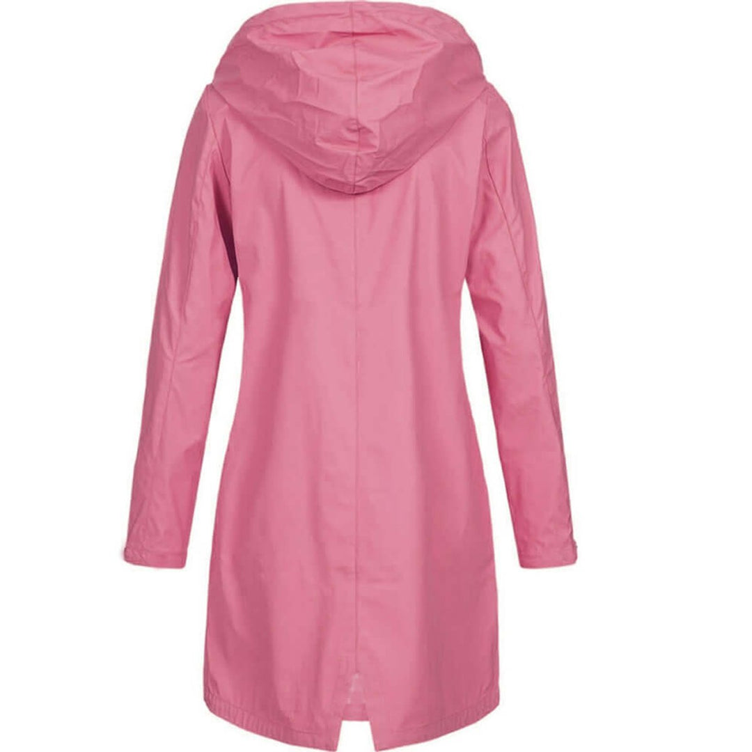 Women's Waterproof Hooded Trench Coat Zip-Up Raincoat