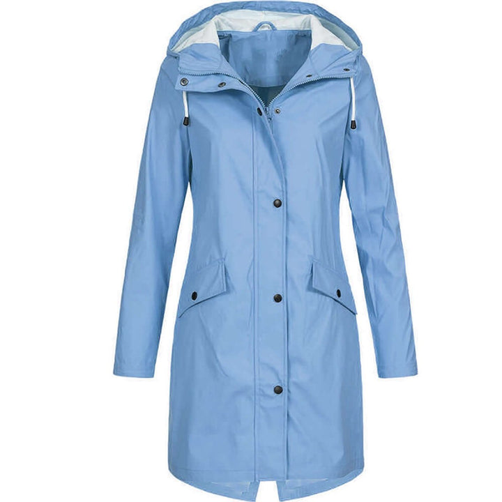 Women's Waterproof Hooded Trench Coat Zip-Up Raincoat