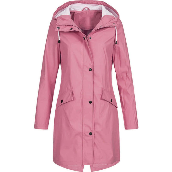 Women's Waterproof Hooded Trench Coat Zip-Up Raincoat