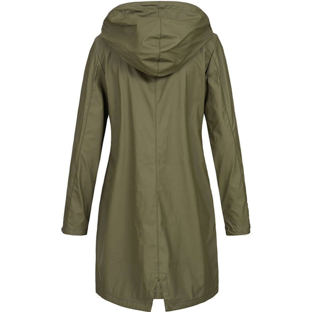 Women's Waterproof Hooded Trench Coat Zip-Up Raincoat