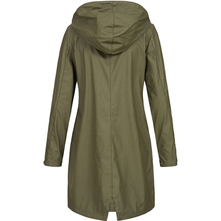 Women's Waterproof Hooded Trench Coat Zip-Up Raincoat