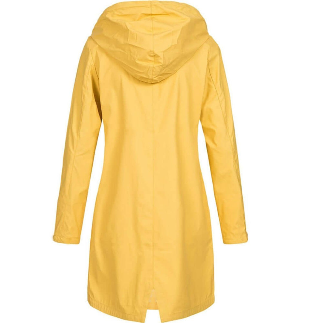 Women's Waterproof Hooded Trench Coat Zip-Up Raincoat