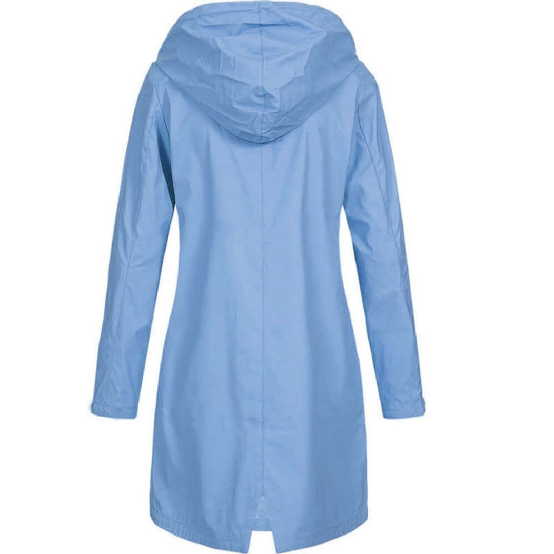 Women's Waterproof Hooded Trench Coat Zip-Up Raincoat