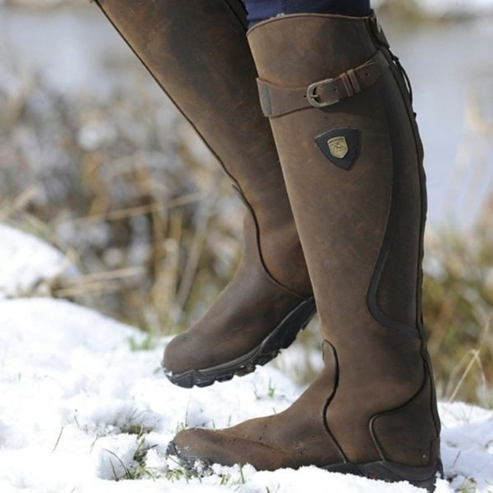 Women's Waterproof Knee-High Leather Boots Anti-Slip Cushioned