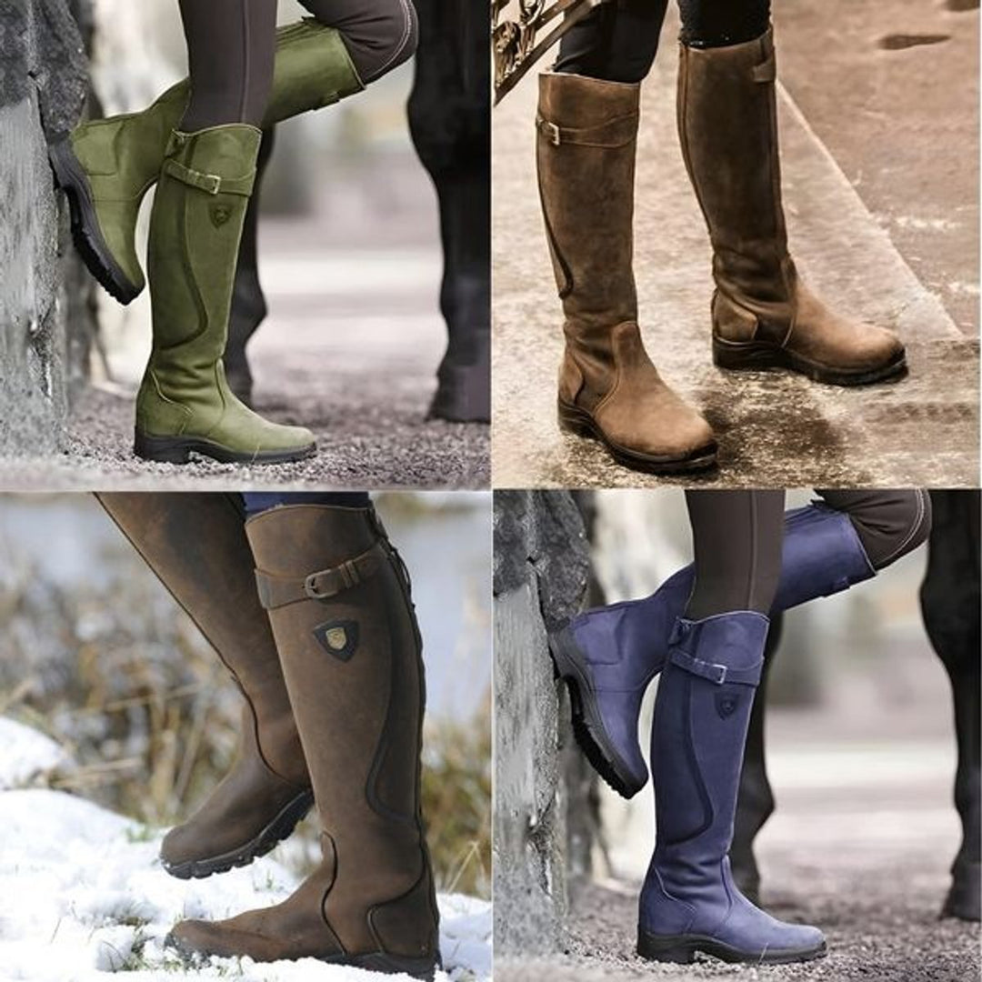 Women's Waterproof Knee-High Leather Boots Anti-Slip Cushioned