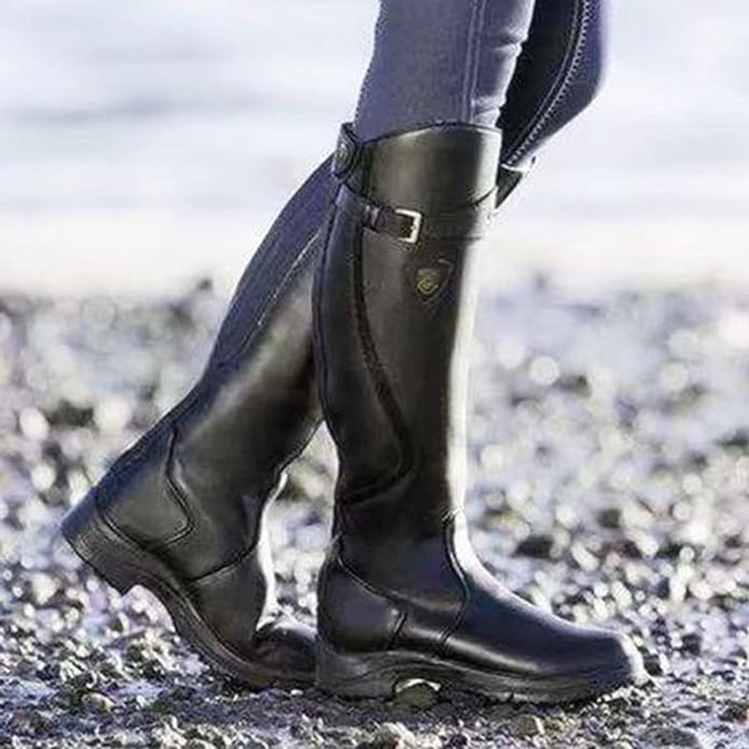 Women's Waterproof Knee-High Leather Boots Anti-Slip Cushioned