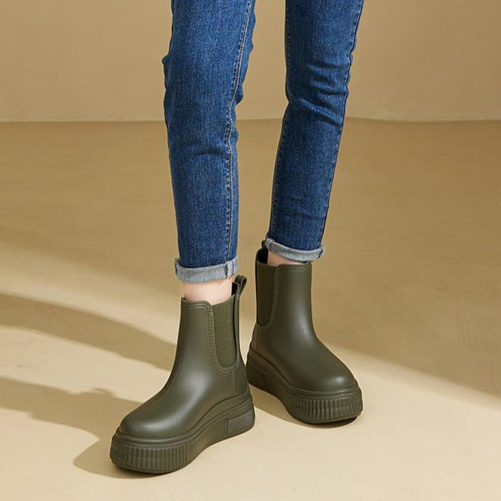 Women's Waterproof Platform Chelsea Ankle Boots Slip-On