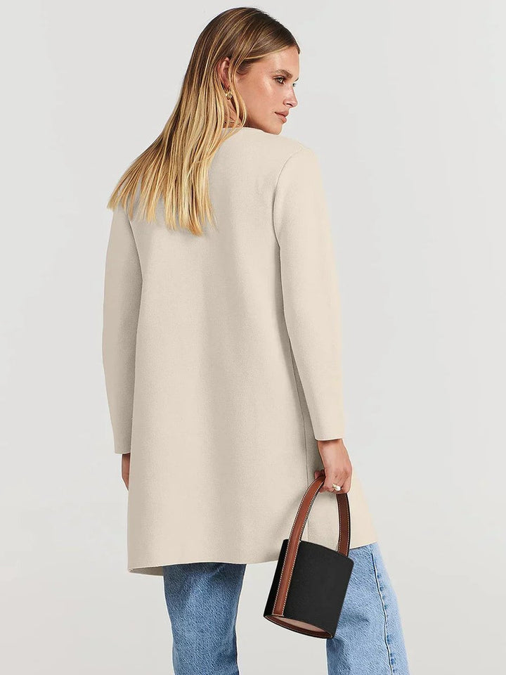 Women's Wool Blend Knee-Length Wide Lapel Relaxed Coat