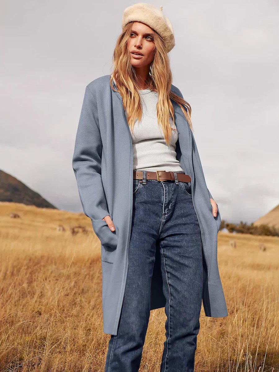 Women's Wool Blend Knee-Length Wide Lapel Relaxed Coat