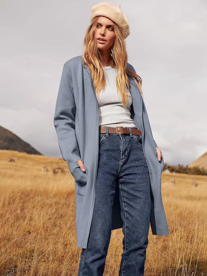 Women's Wool Blend Knee-Length Wide Lapel Relaxed Coat