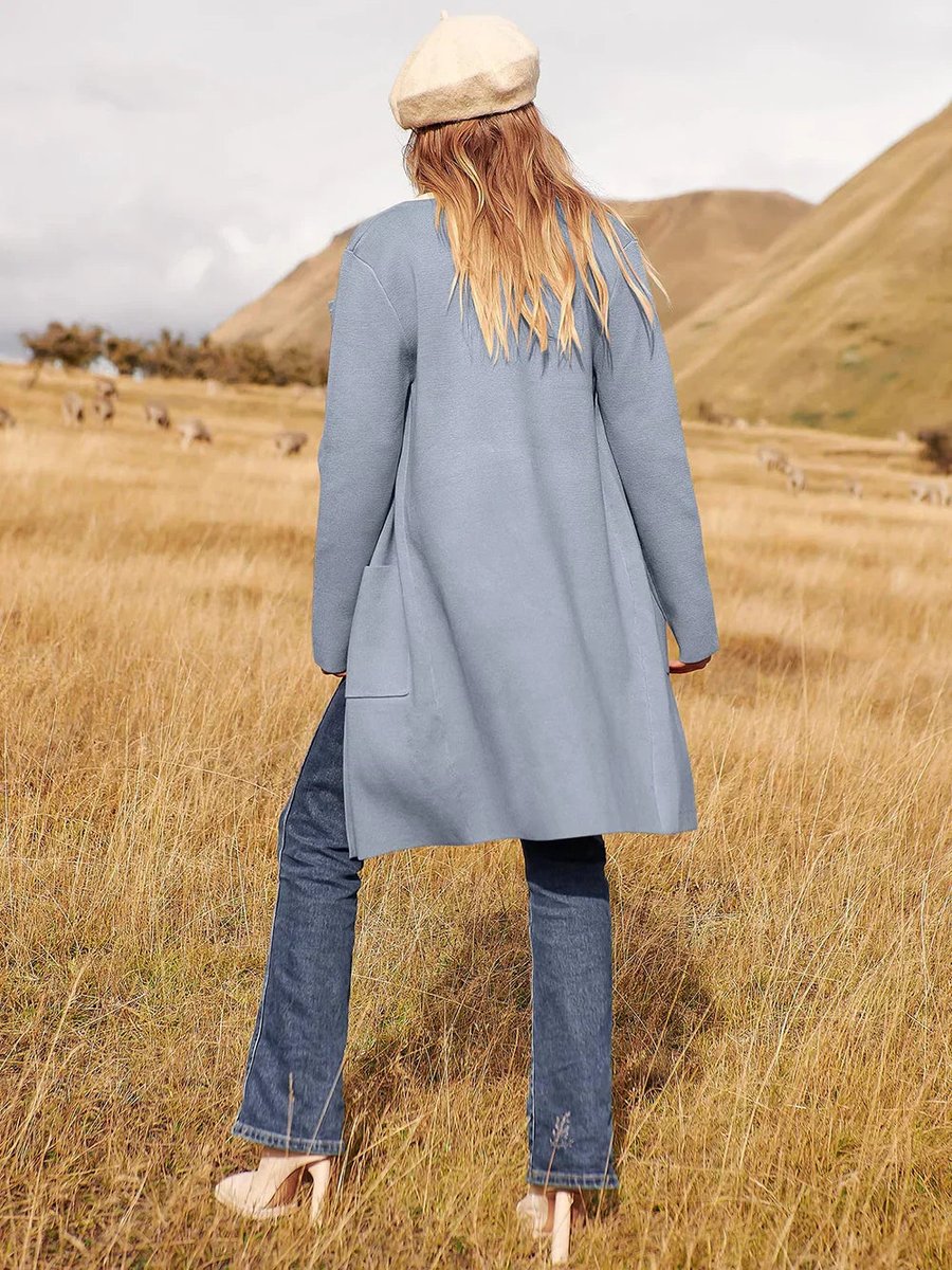 Women's Wool Blend Knee-Length Wide Lapel Relaxed Coat
