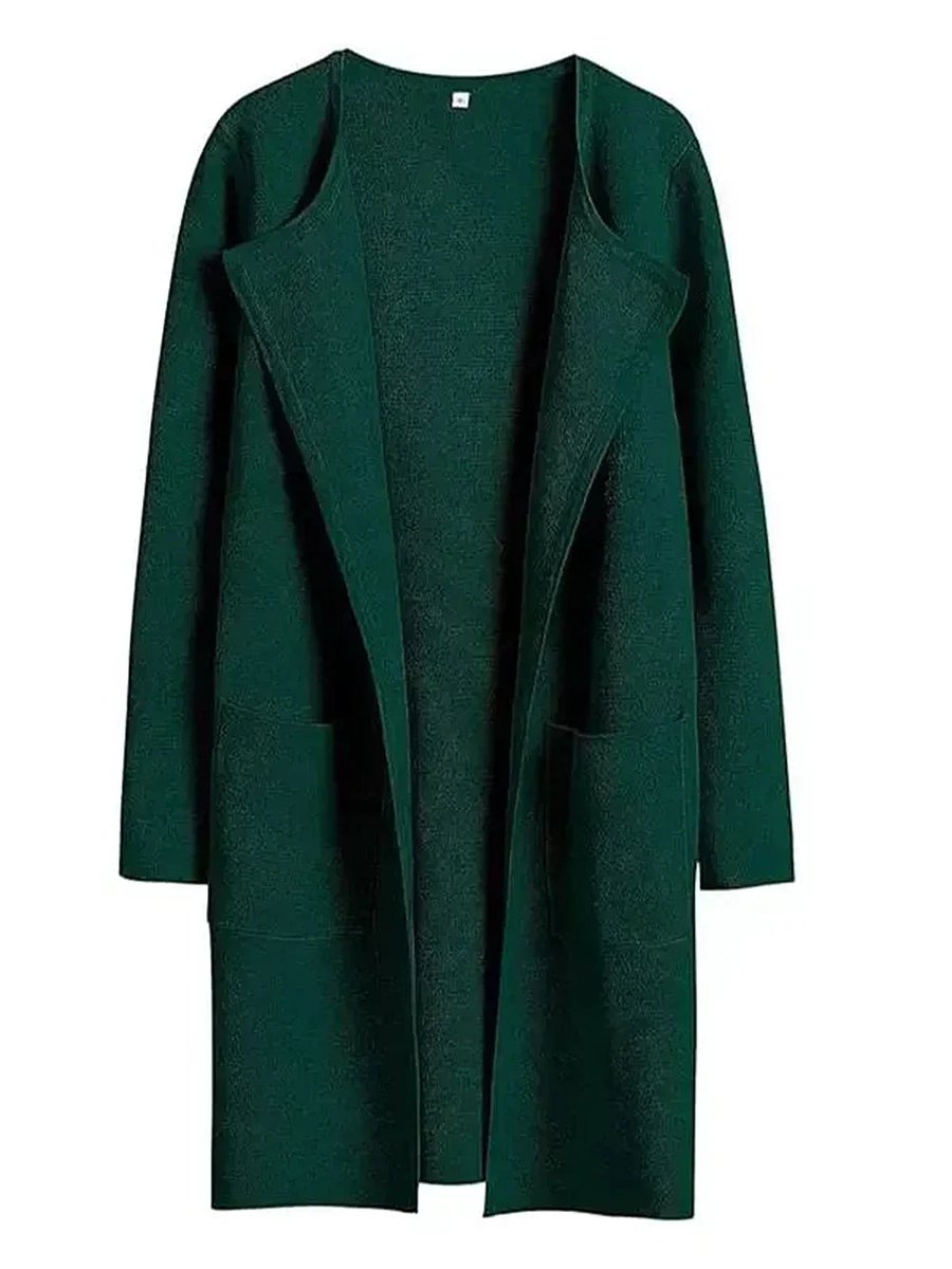 Women's Wool Blend Knee-Length Wide Lapel Relaxed Coat