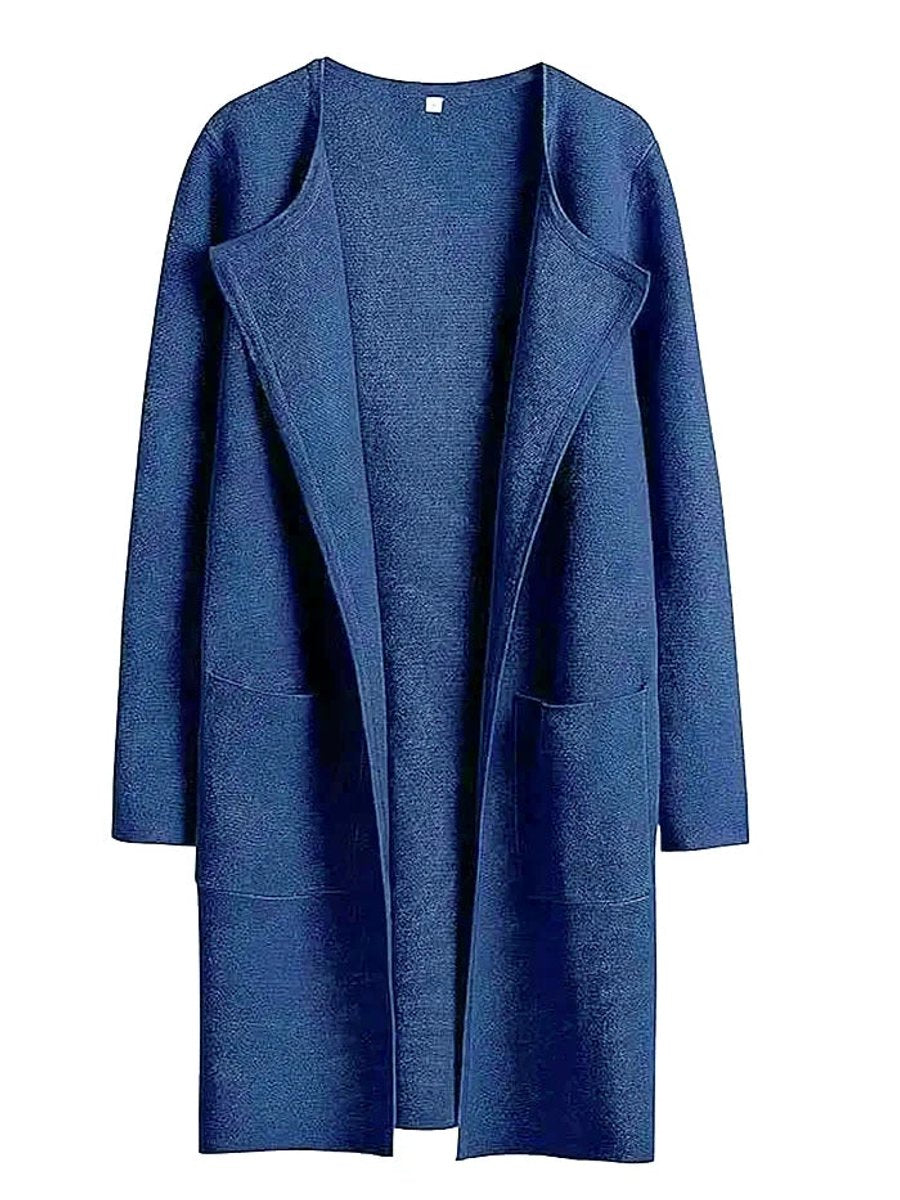 Women's Wool Blend Knee-Length Wide Lapel Relaxed Coat