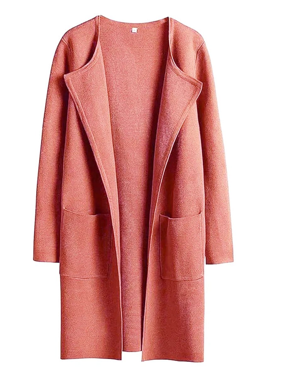 Women's Wool Blend Knee-Length Wide Lapel Relaxed Coat