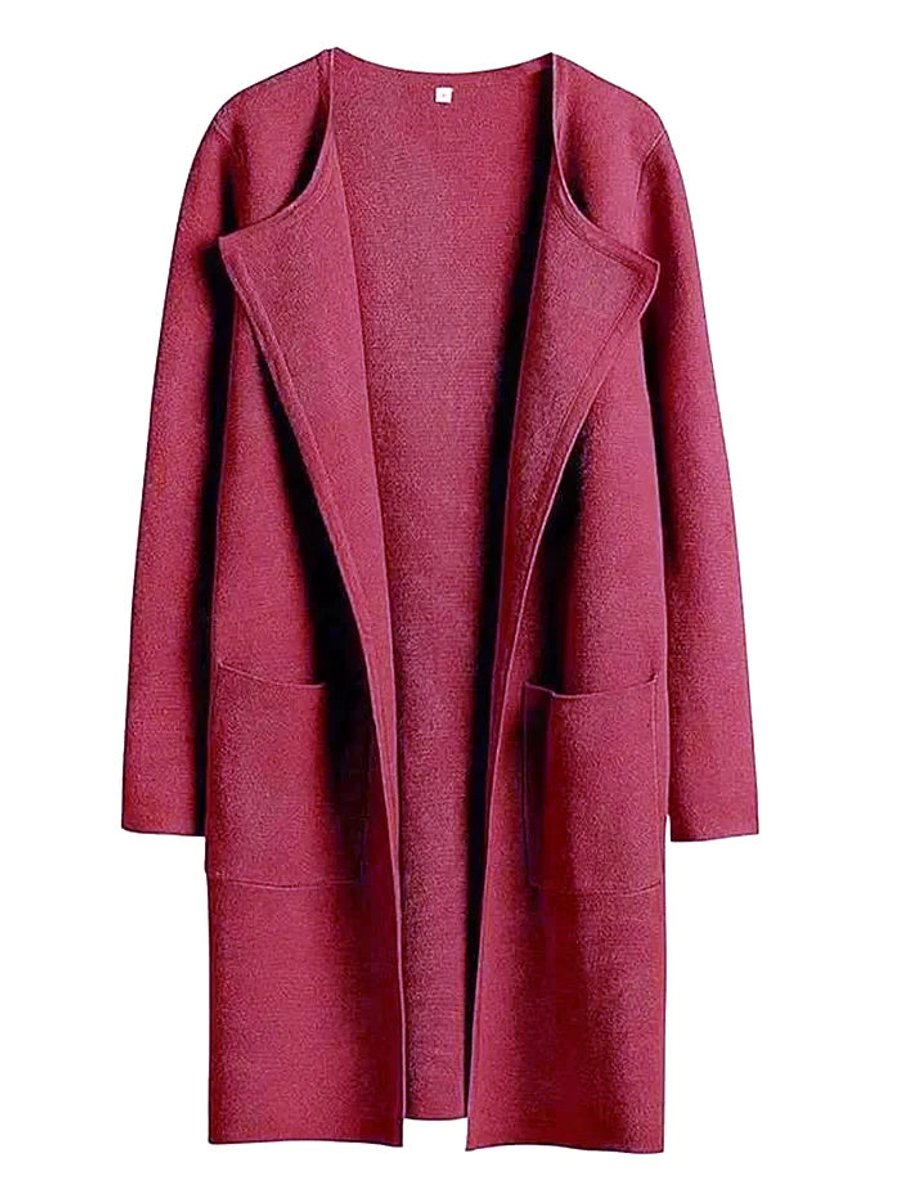 Women's Wool Blend Knee-Length Wide Lapel Relaxed Coat