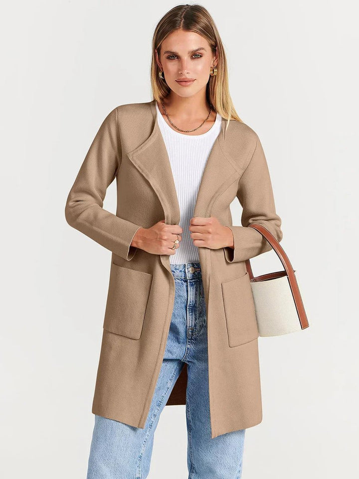 Women's Wool Blend Knee-Length Wide Lapel Relaxed Coat