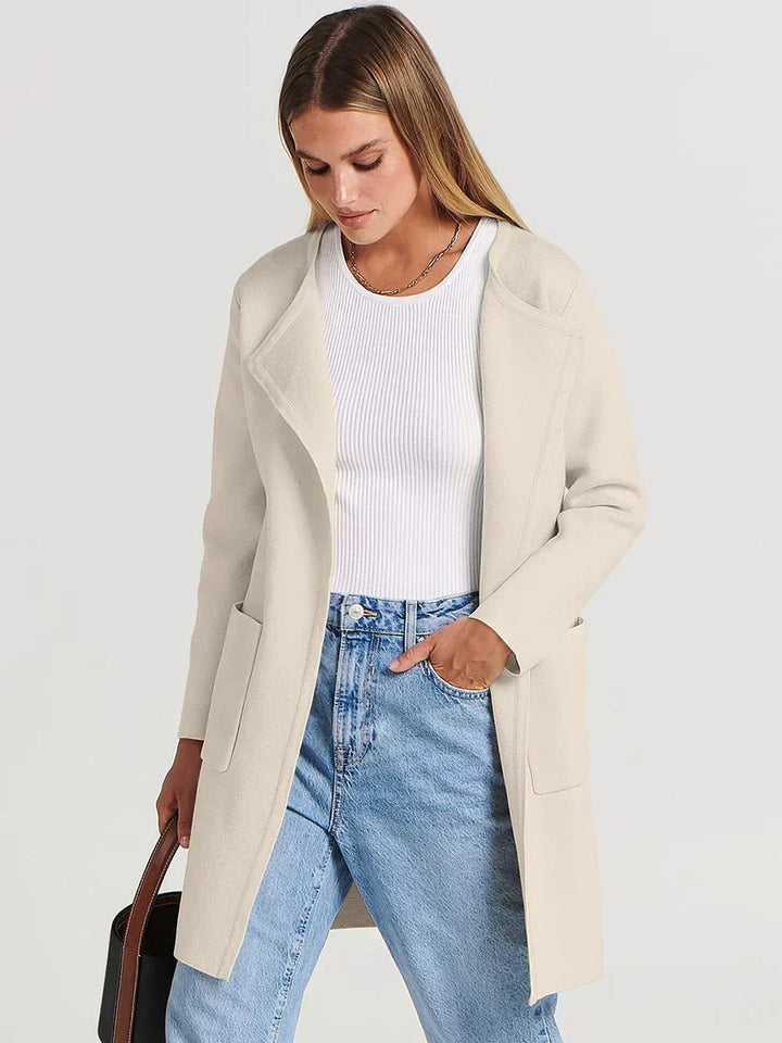 Women's Wool Blend Knee-Length Wide Lapel Relaxed Coat