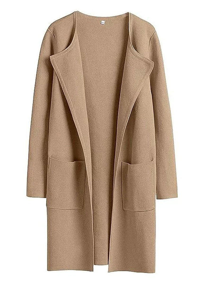 Women's Wool Blend Knee-Length Wide Lapel Relaxed Coat