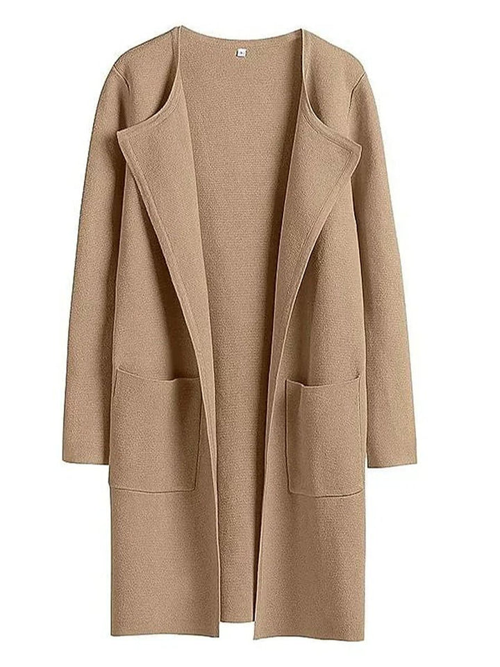 Women's Wool Blend Knee-Length Wide Lapel Relaxed Coat