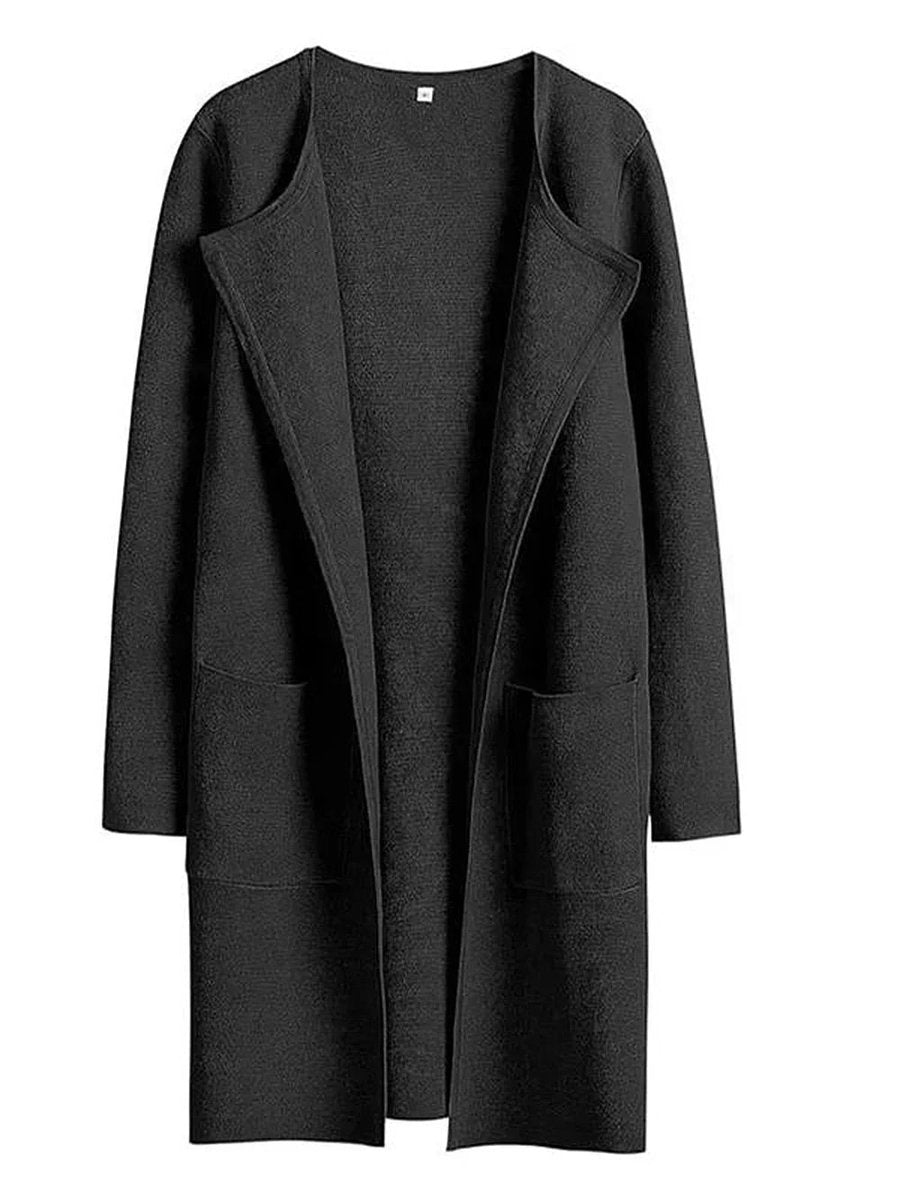 Women's Wool Blend Knee-Length Wide Lapel Relaxed Coat