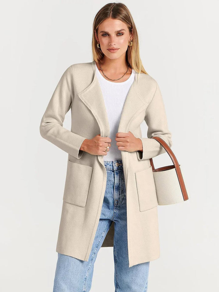 Women's Wool Blend Knee-Length Wide Lapel Relaxed Coat