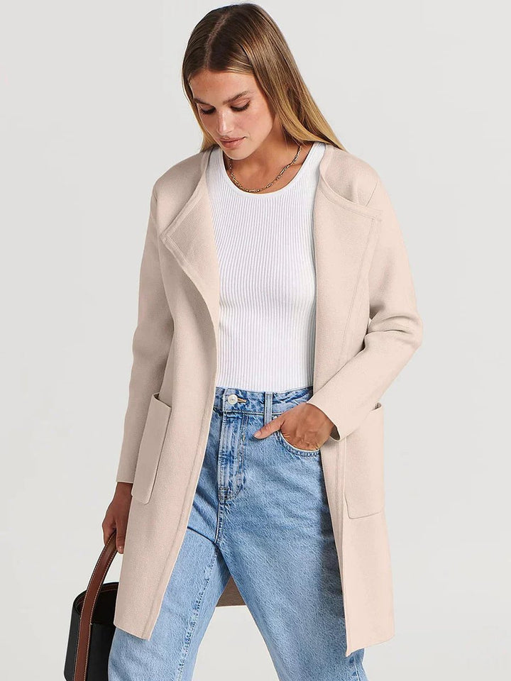 Women's Wool Blend Knee-Length Wide Lapel Relaxed Coat