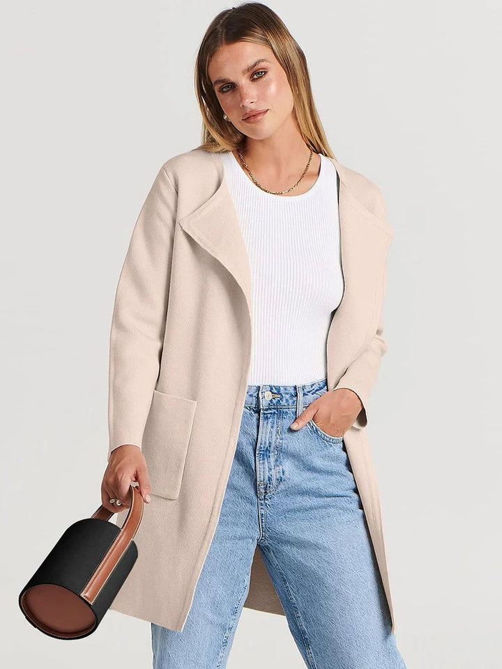 Women's Wool Blend Knee-Length Wide Lapel Relaxed Coat