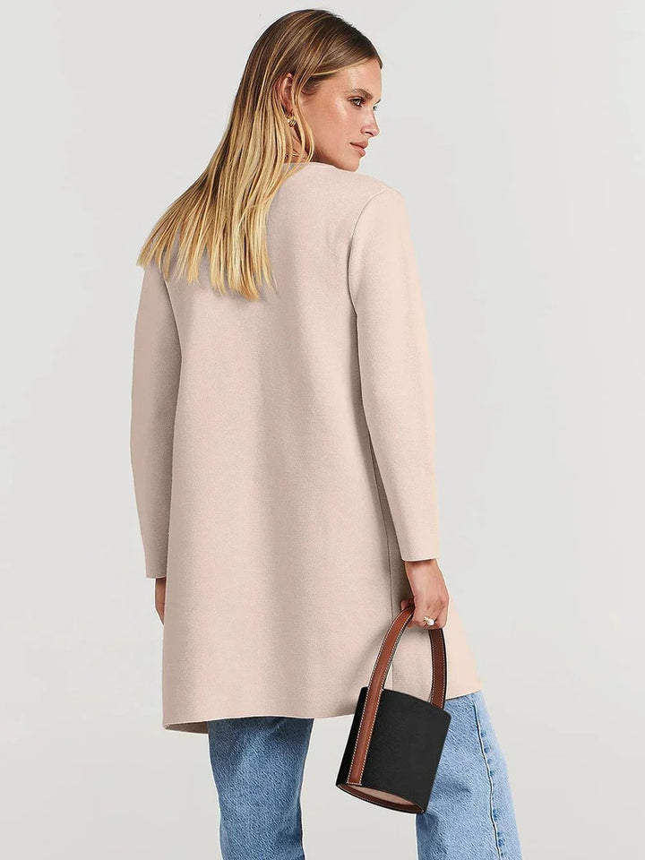 Women's Wool Blend Knee-Length Wide Lapel Relaxed Coat