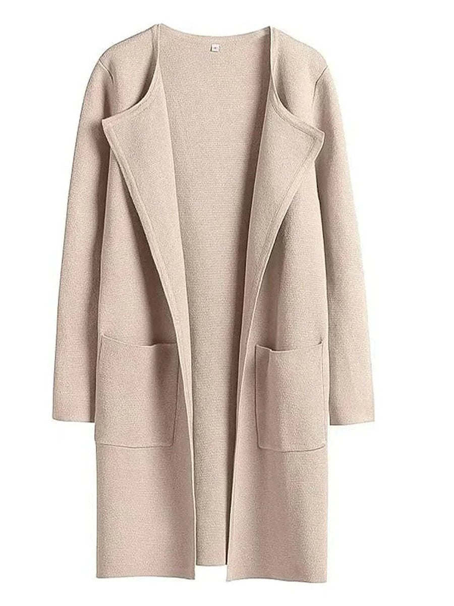 Women's Wool Blend Knee-Length Wide Lapel Relaxed Coat