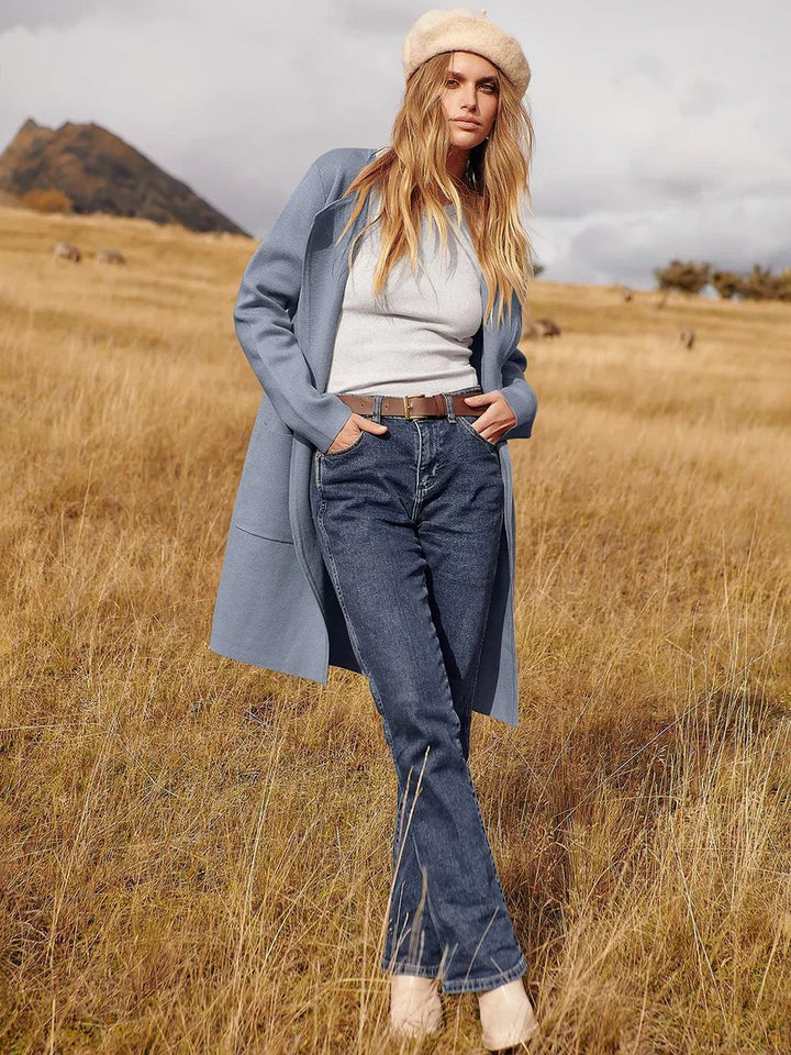 Women's Wool Blend Knee-Length Wide Lapel Relaxed Coat